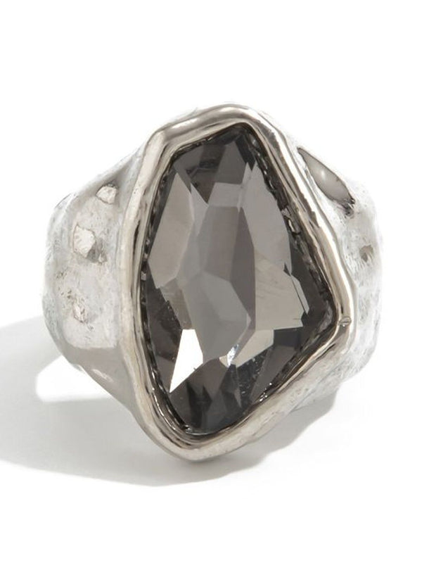Silver-Plated Stone-Studded Finger Ring