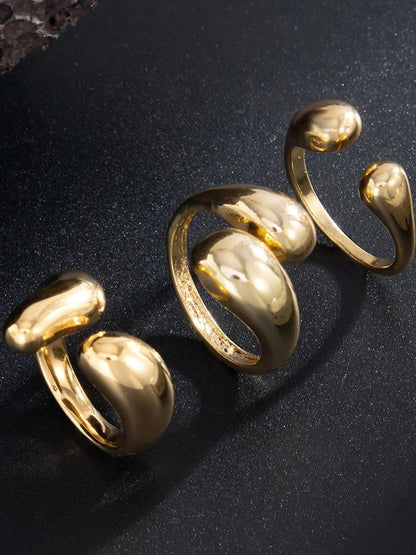 Set Of 3 Men Alloy Gold-Plated Finger Ring