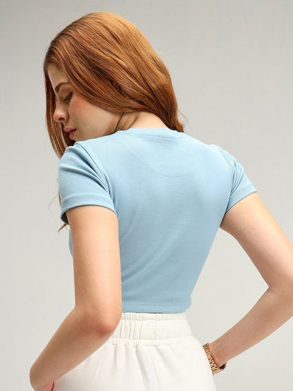 Athens Blue Snug Crop Top