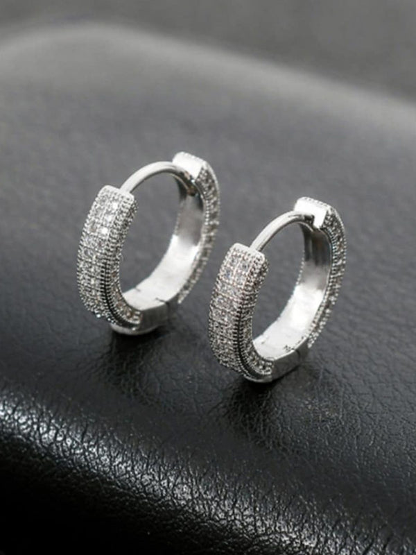 SALTY Men Silver-Plated Stainless Steel Circular Shaped Hoop Earrings