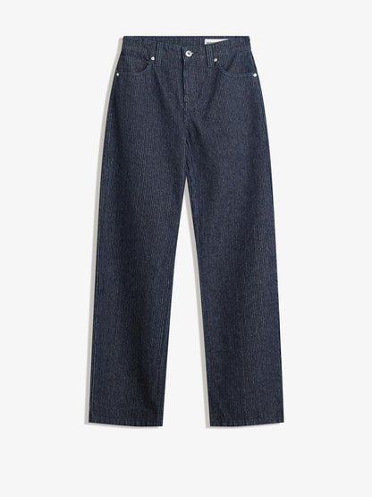 Textured Straight-leg Wide-leg Jeans