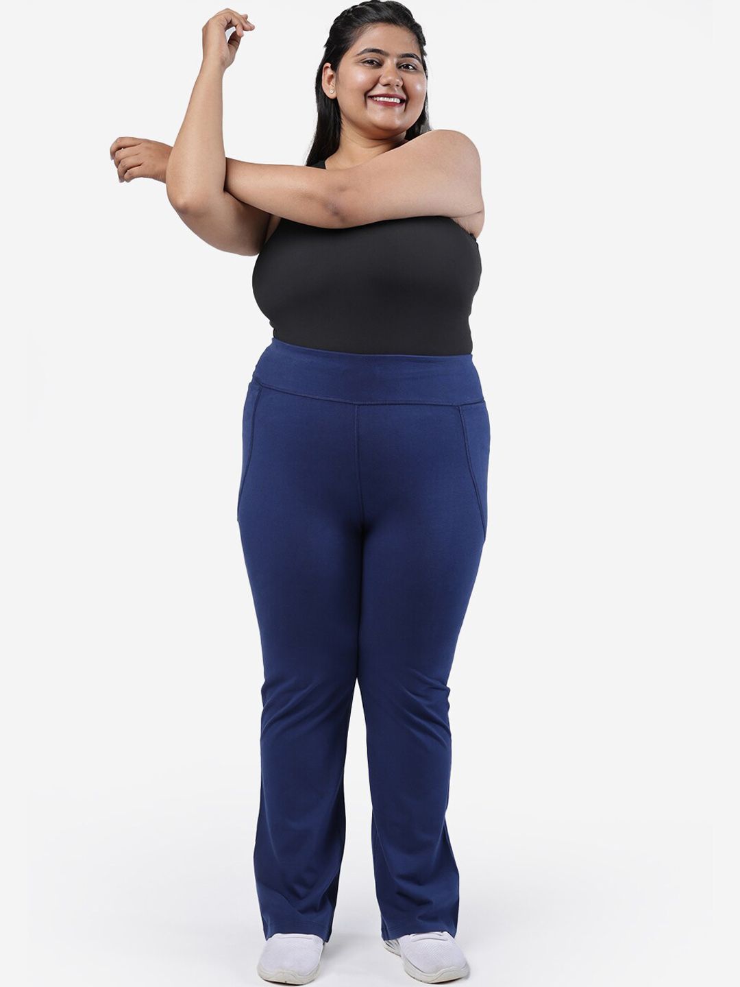 Women Comfort Flared High-Rise Trousers