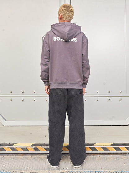 Typography Printed Hooded Long Sleeves Cotton Pullover Sweatshirt
