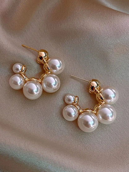 SALTY Pearl Perfection Half Hoop Stud Earrings for Women