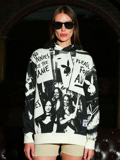 Women Printed Hooded Sweatshirt