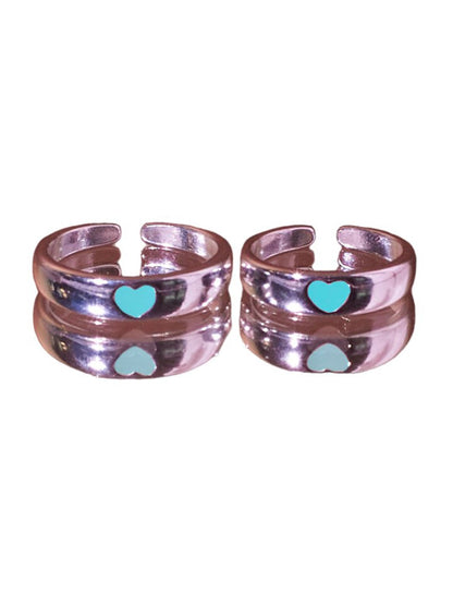 SALTY Set Of 2 Heart Shaped Adjustable Finger Rings