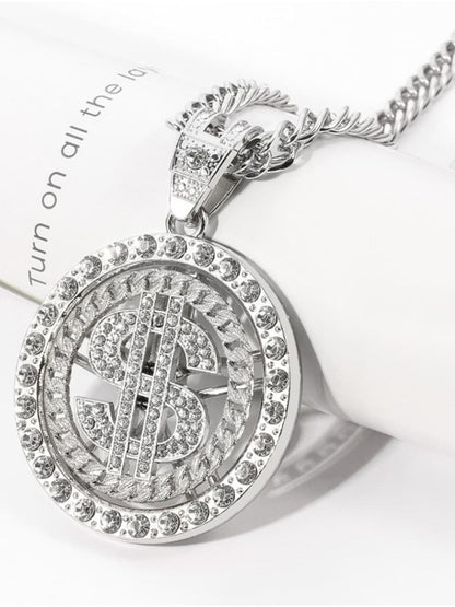 SALTY Stainless Steel Stone Studded Circular Pendants with Chains