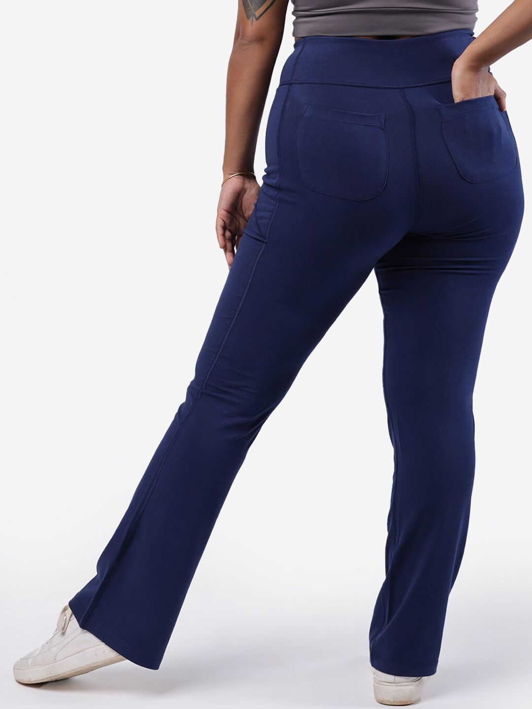 Women Comfort Flared High-Rise Trousers