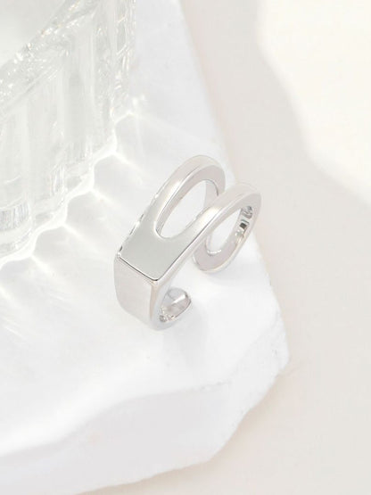 SALTY Silver Signet Initial Ring For Women & Girls Stylish Adjustable Finger Ring