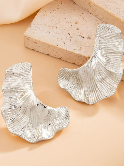 Silver-Plated Leaf Shaped Studs Earrings