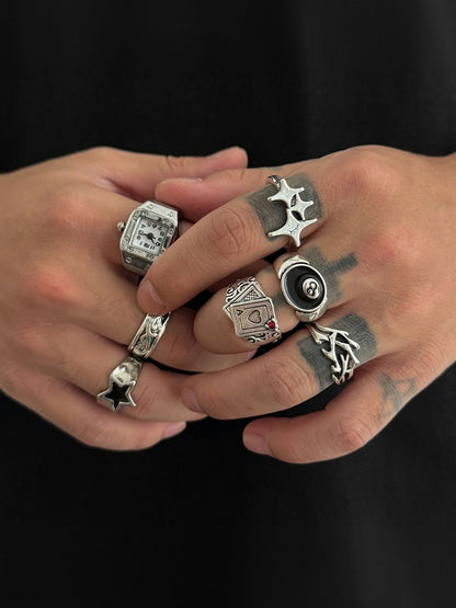 Set of 7 Silver-Plated Finger Ring