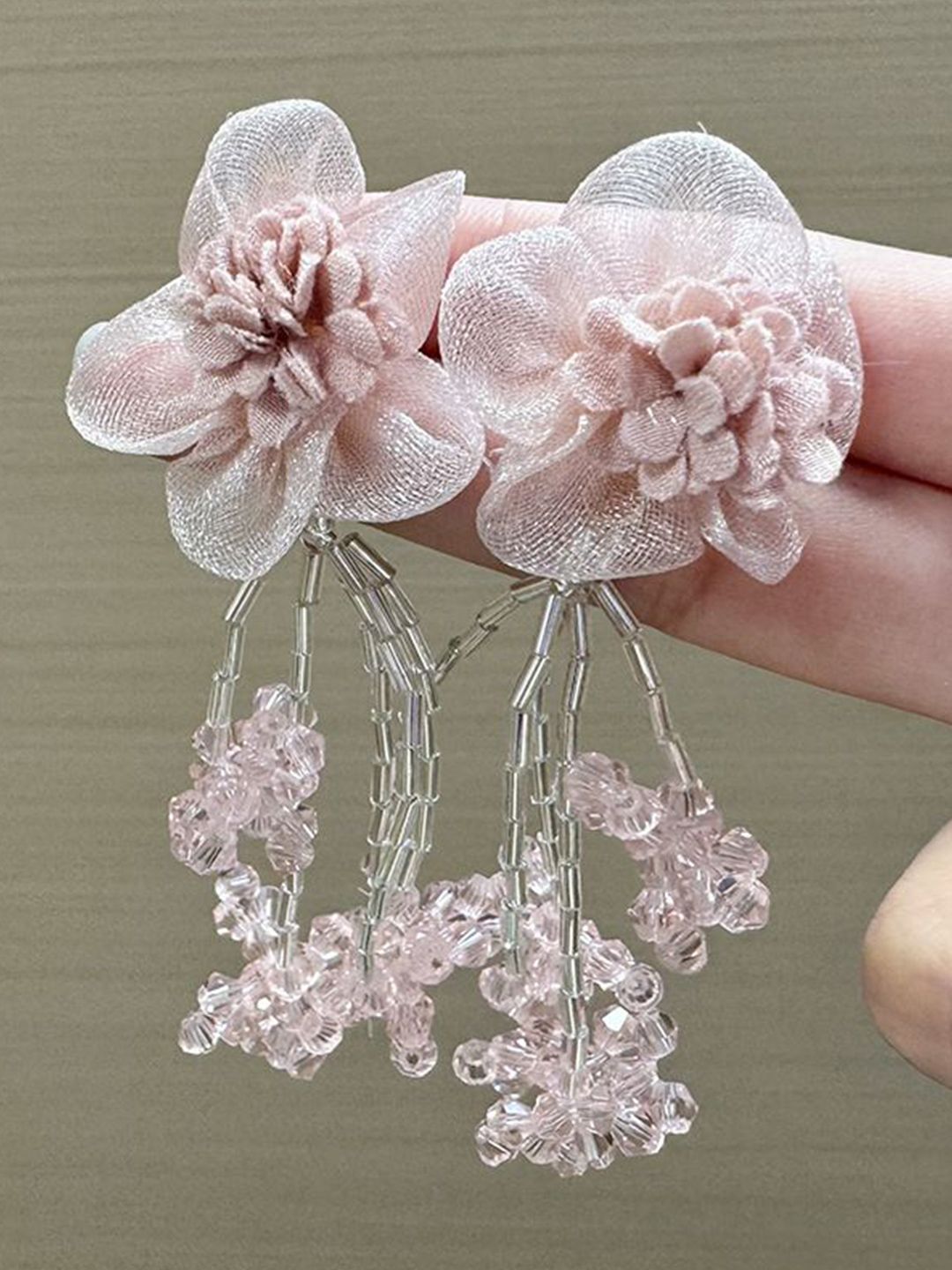 Artificial Beads Floral Shaped Drop Earrings