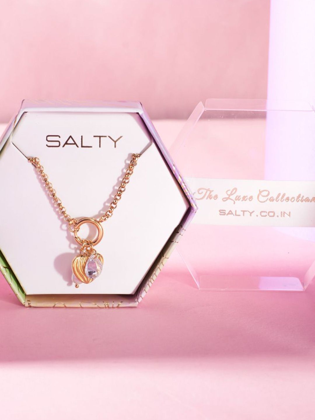 SALTY Stainless Steel Beaded Heart Shaped Necklace