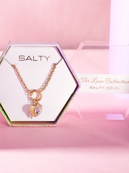 SALTY Stainless Steel Beaded Heart Shaped Necklace