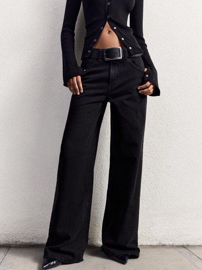 Women Urban Wide Leg Mid-Rise Stretchable Jeans