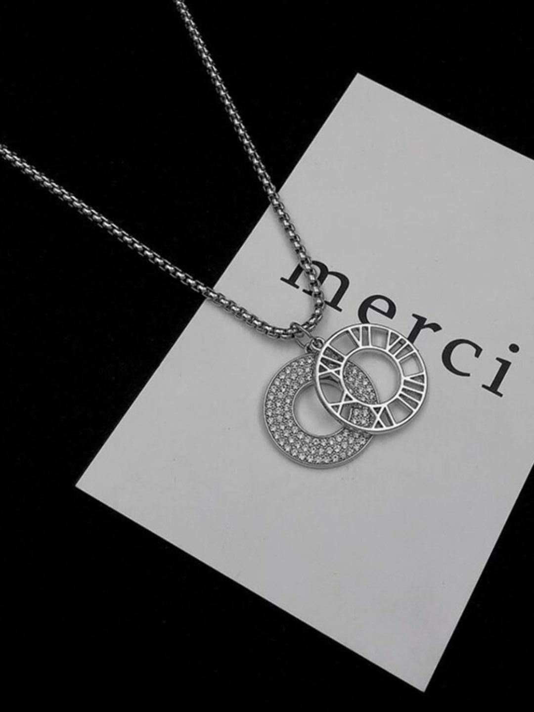 SALTY Silver-Plated Circular Pendant With Chain