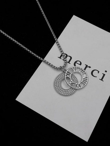 SALTY Silver-Plated Circular Pendant With Chain