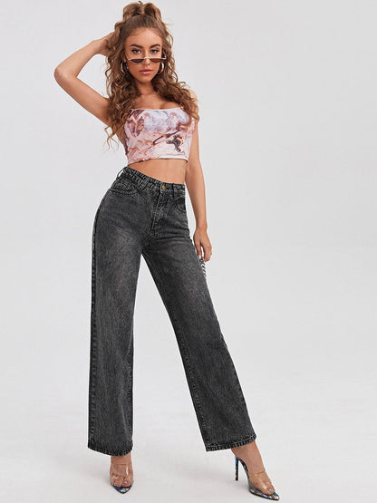 Women Jean Straight Fit High Rise Stretchable Jeans