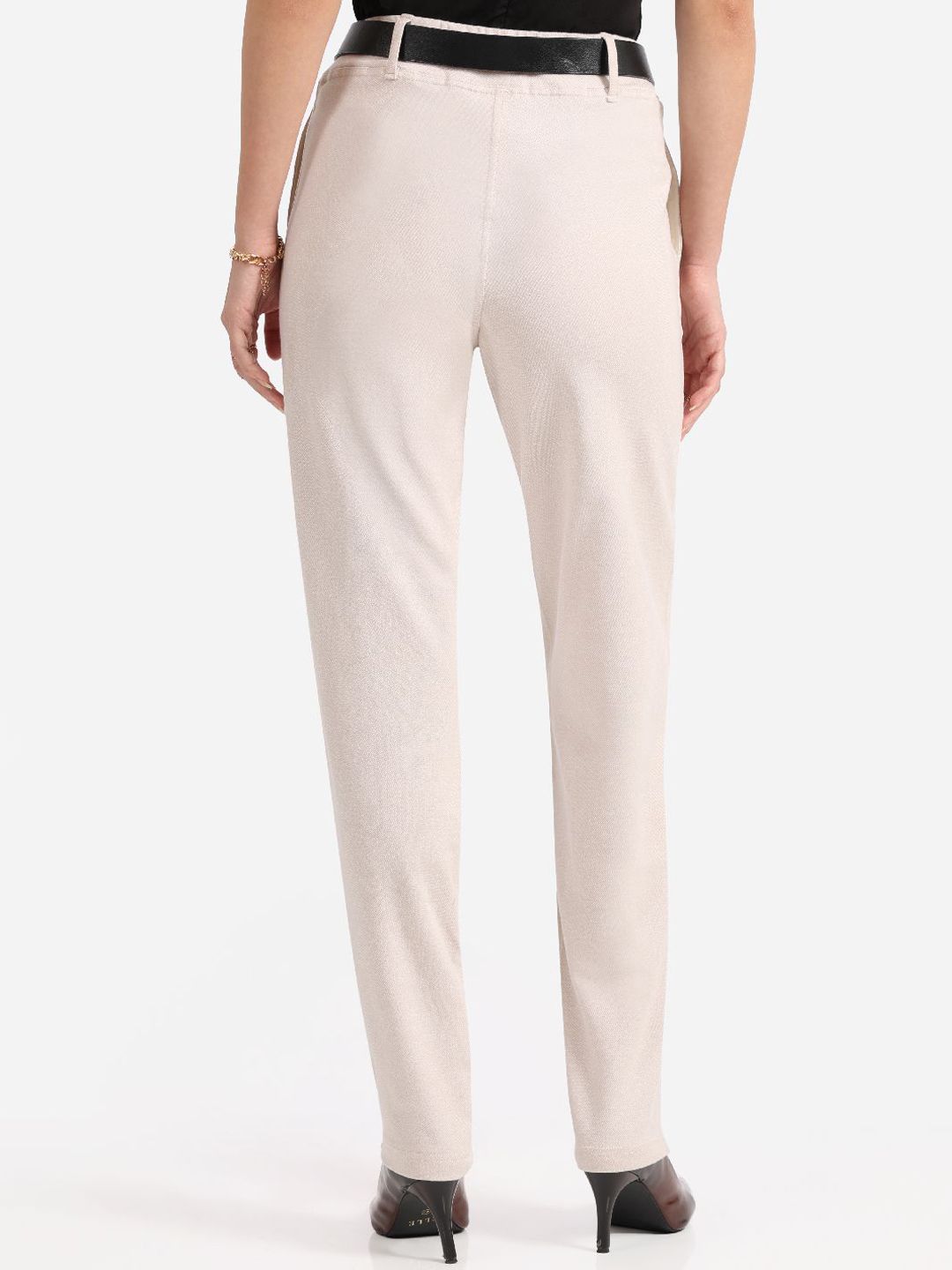 Women Straight Fit High-Rise Formal Trousers