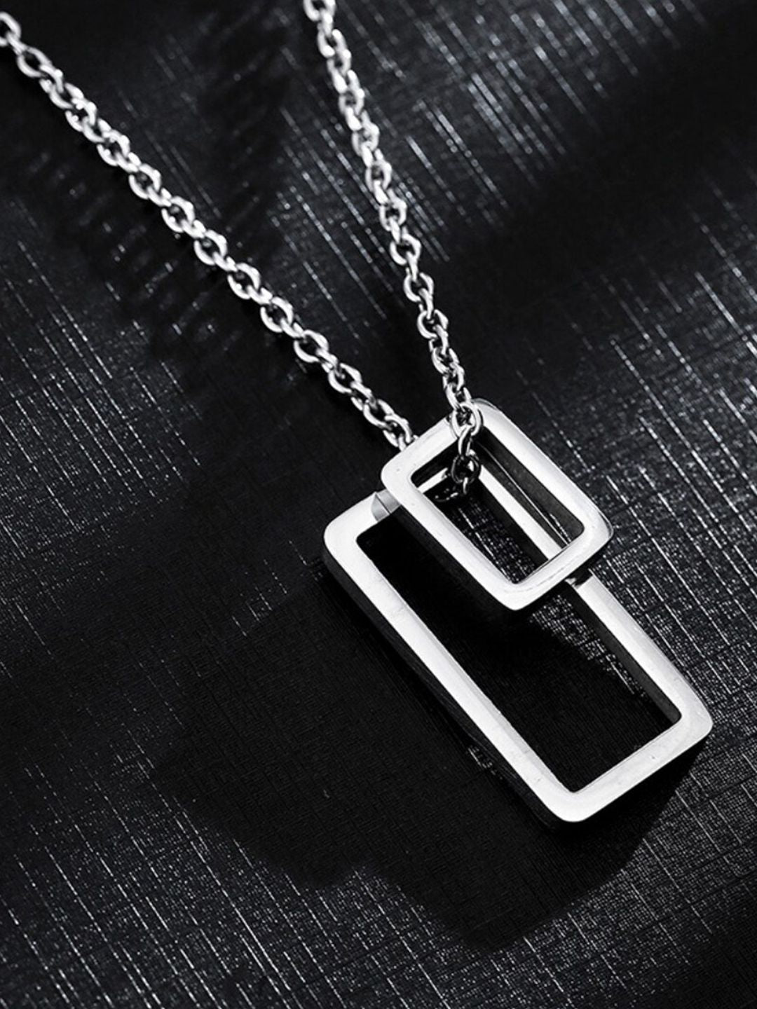 SALTY Men Stainless Steel Architectural Contrast Pendant With Chain