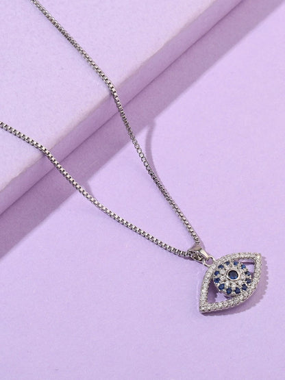 SALTY Set Of 2 Stones-Studded Evil-Eye & Butterfly Pendant With Chain
