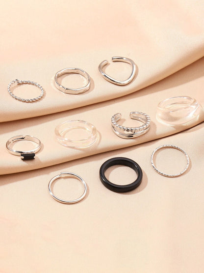 SALTY Set Of 10 Stackable Harmony Finger Rings