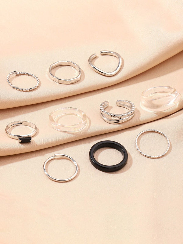SALTY Set Of 10 Stackable Harmony Finger Rings