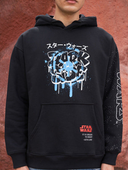 Typography Printed Hooded Cotton Pullover