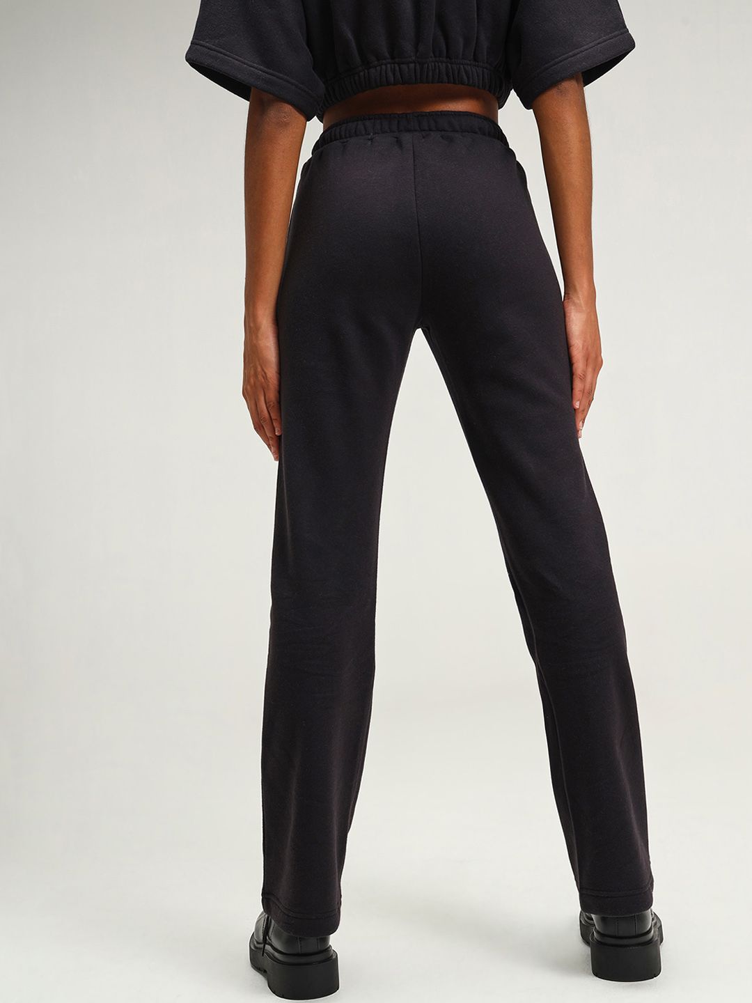 Boston Black Straight Leg Slit Joggers