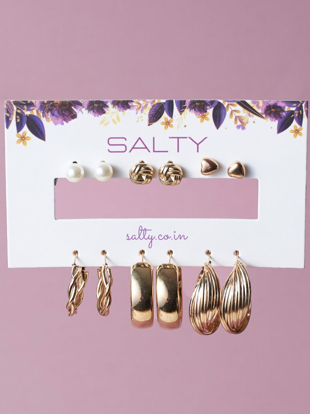 SALTY Set Of 6 Studs Earrings
