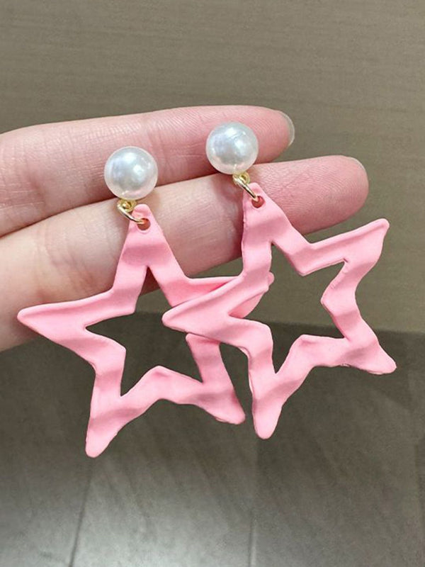 Pearls Beaded Star Shaped Drop Earrings