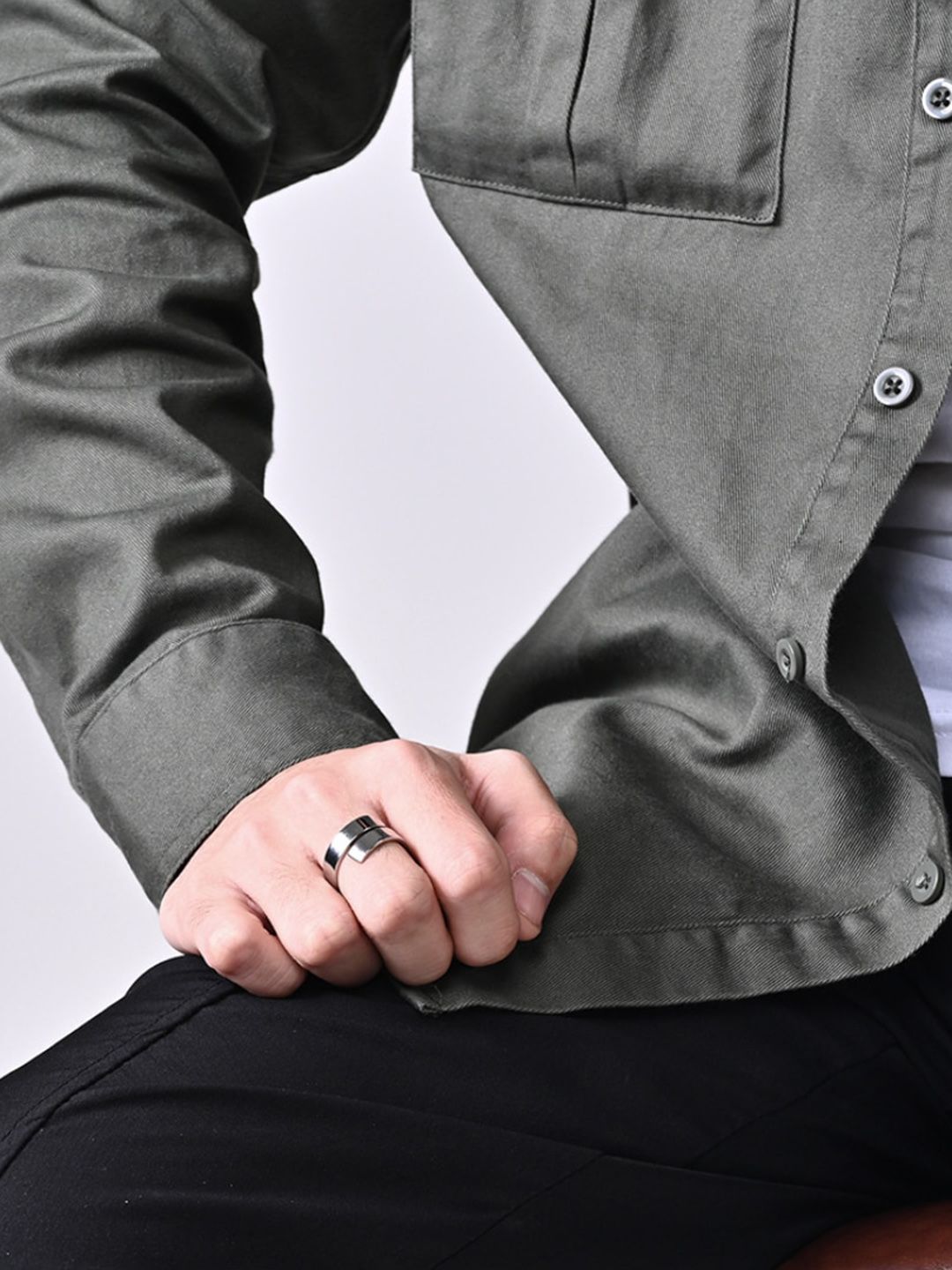 SALTY Stainless Steel & Knuckle Charm Finger Ring