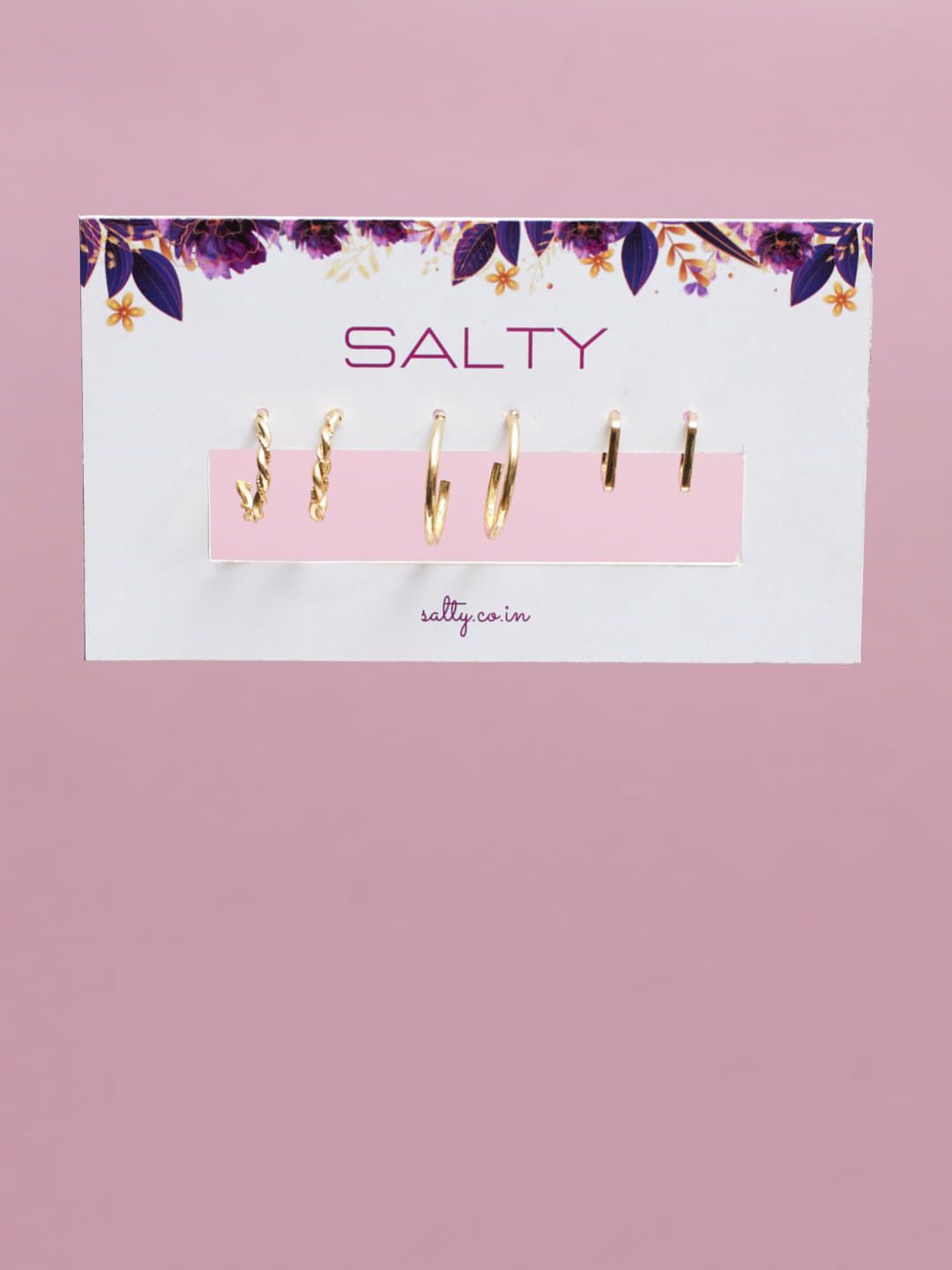 SALTY Set Of 3 Contemporary Alloy Studs Earrings