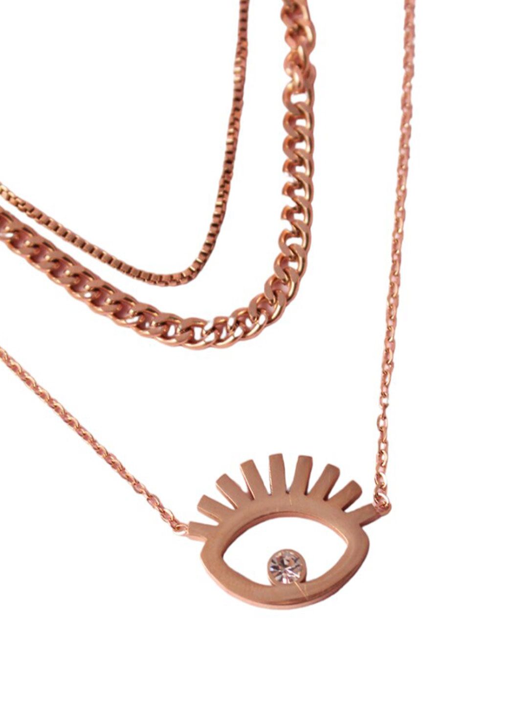 SALTY Stainless Steel Stone-Studded Layered Necklace