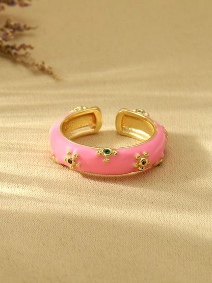 SALTY Stone-Studded Adjustable Finger Ring
