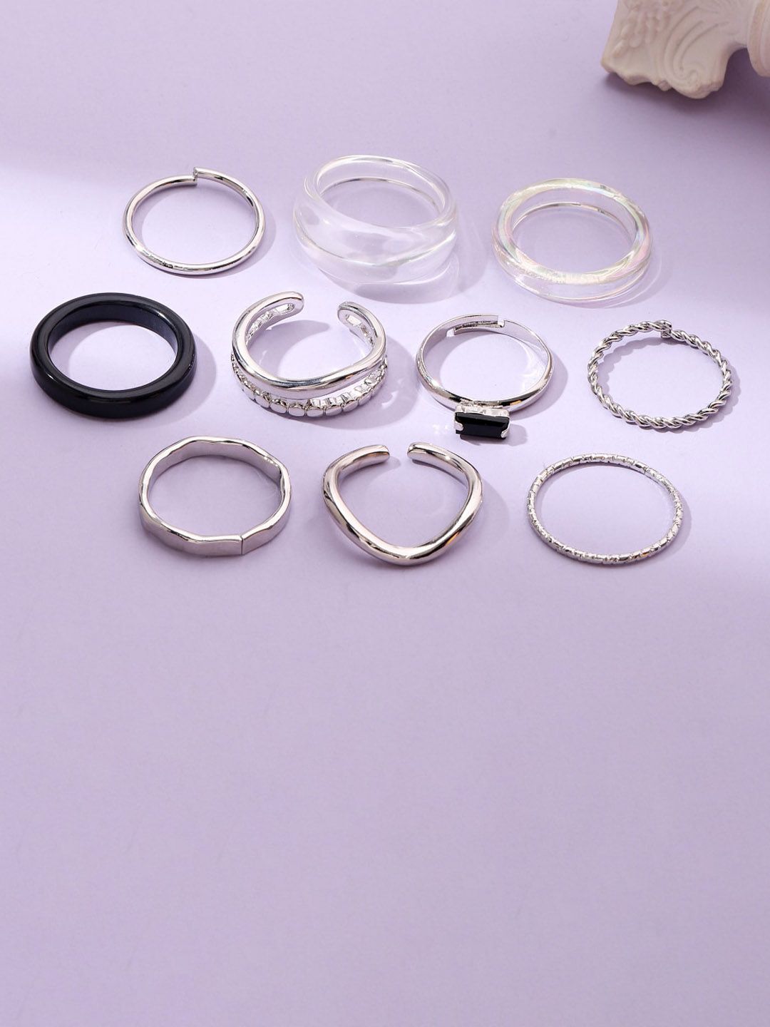 SALTY Set Of 10 Stackable Harmony Finger Rings
