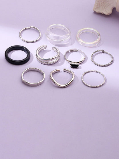 SALTY Set Of 10 Stackable Harmony Finger Rings