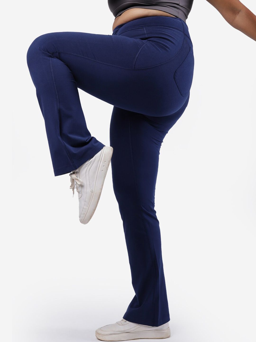 Women Comfort Flared High-Rise Trousers