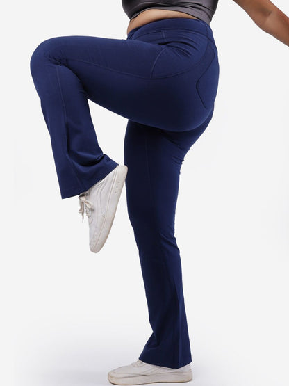 Women Comfort Flared High-Rise Trousers
