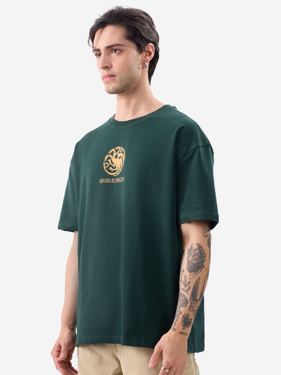 Men Oversized House Of Dragon Green Tshirts