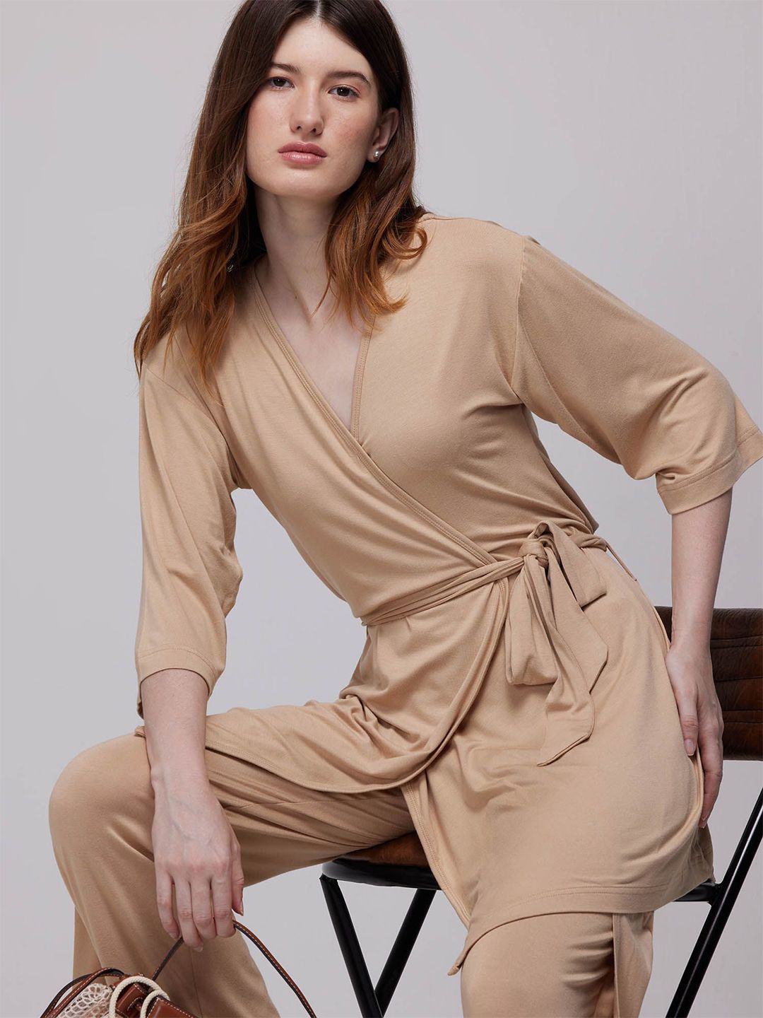 Cava Sand Ease Wrap Top