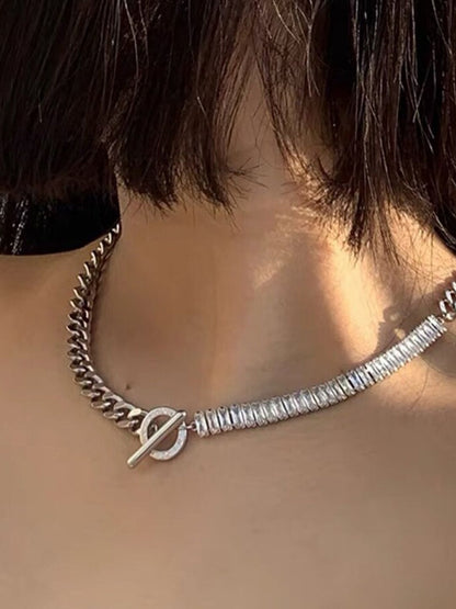 SALTY Women Artificial Stones-Studded Layered Chain