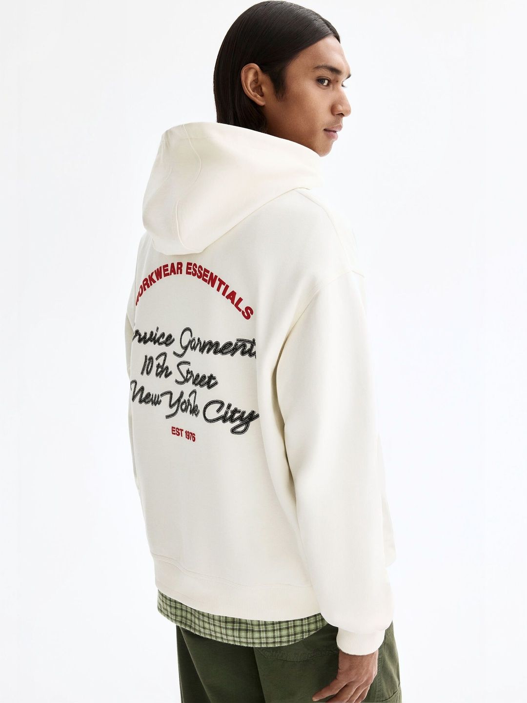 Loose Fit Motif-Detail Hoodie