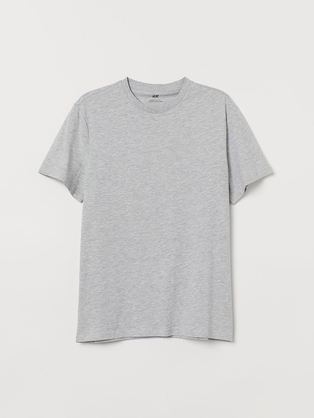 Men Grey Solid Round-neck T-shirt Regular Fit