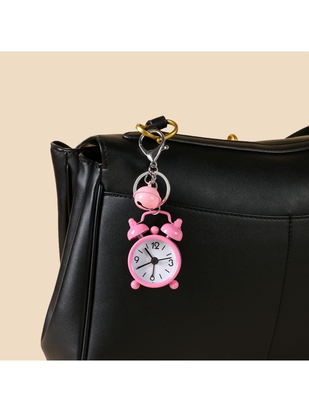 SALTY Pink & White Mini Alarm Clock Bag Charm