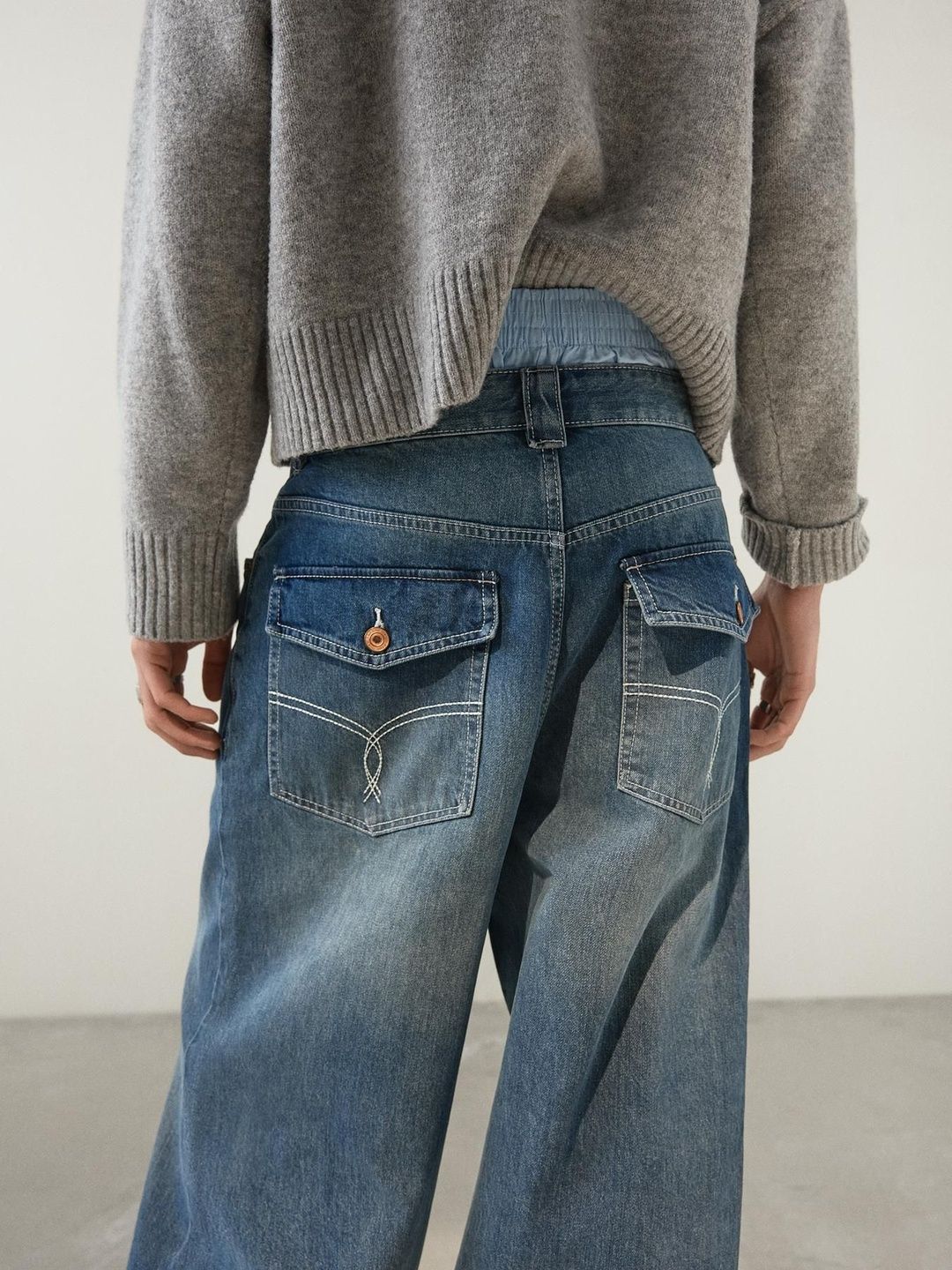 Men Embroidered super baggy jeans
