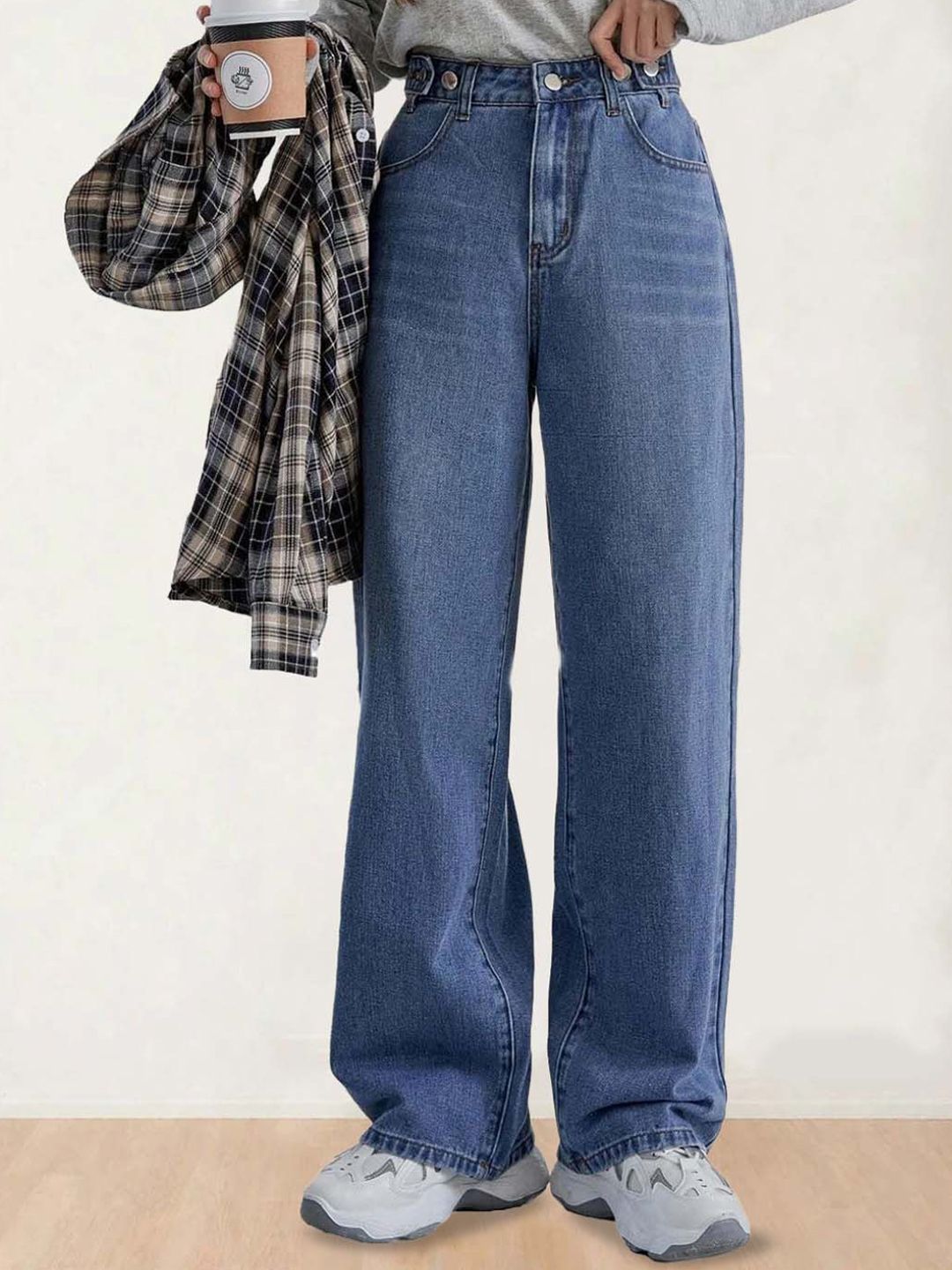 Women Boyfriend Fit High-Rise Stretchable Cotton Jeans