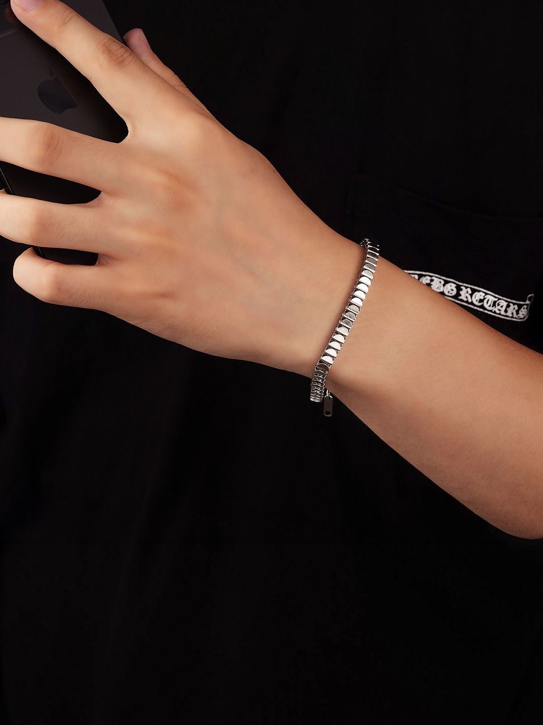Men Handcrafted Silver-Plated Link Bracelet