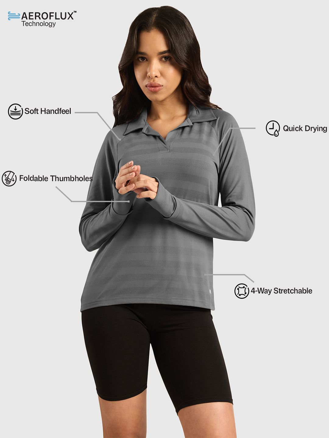 Women Vogue Self Design Polo Collar T-shirt