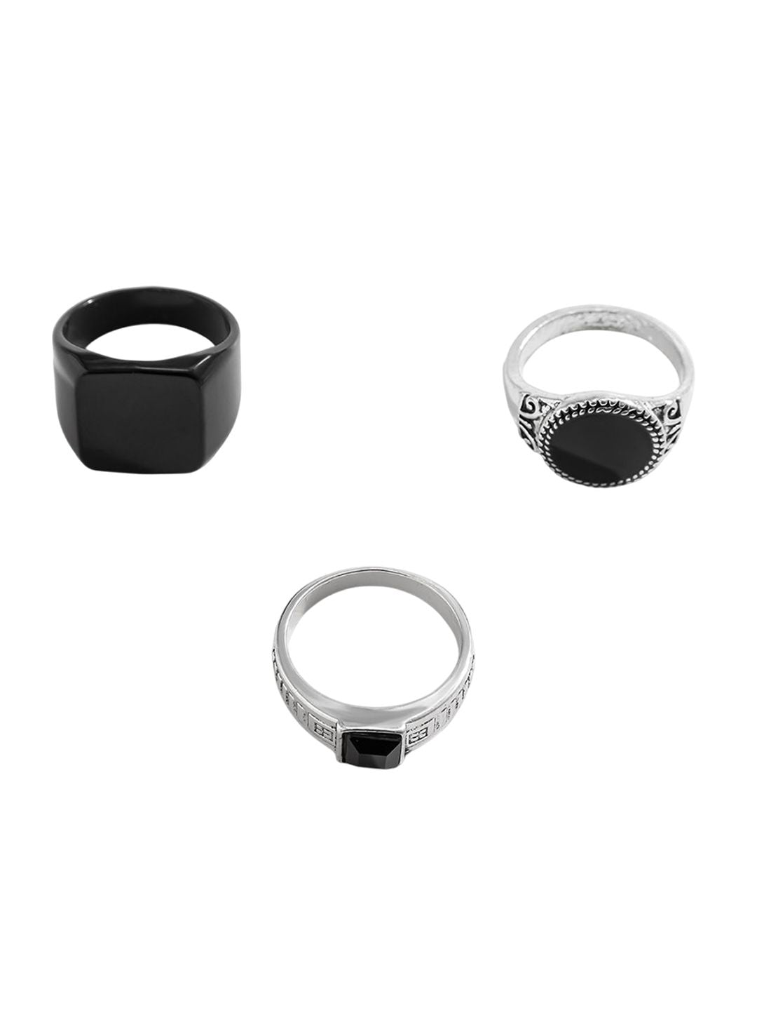 Set Of 3 Silver-Plated  Adjustable Finger Ring